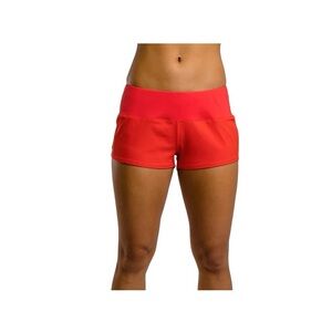 NWT Oiselle Roga Shorts in Rising Sun Red Orange Active Shorts Athleisure 12